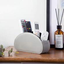 Desktop Pu Leather Organizer Remote Control Phone And Tv Holder Desk Storage Box Cosmetics Brush Storage Holder Organizations - Brown - View 2