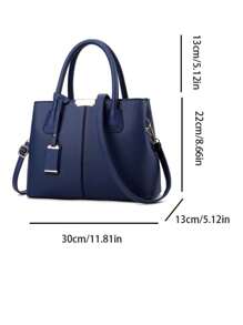 Women's  Shoulder Bag Top Handle Simple Handbag Messenger Bag Office Commuter Bag - Navy Blue - View 5
