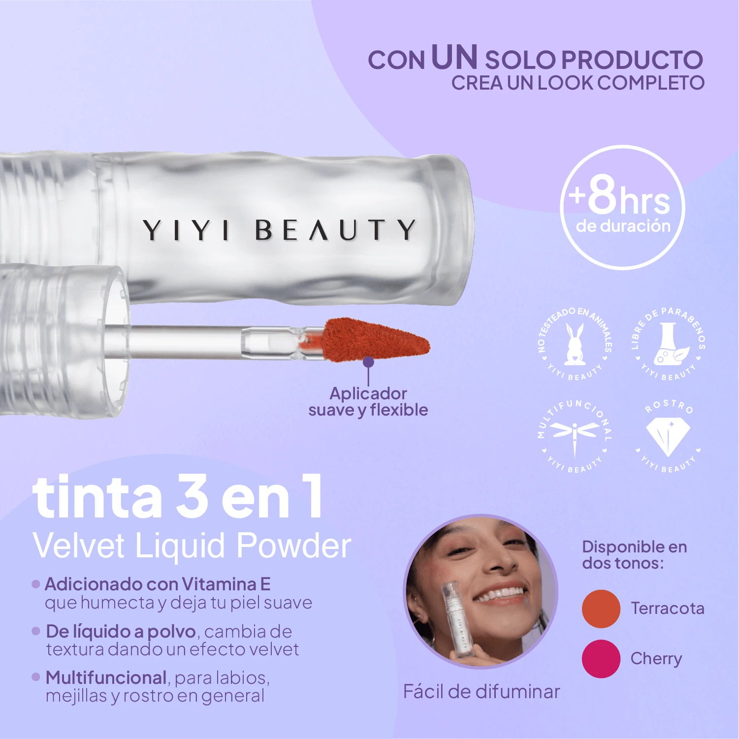 Blush Líquido Yiyi Beauty | Velvet Blush 3 en 1 - Teja - Ver 1
