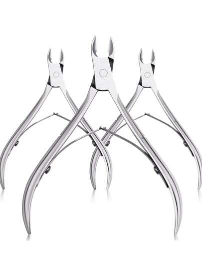 Set 3 buc/1 buc clește clasic de unghii din oțel inoxidabil, tundere precisă a unghiilor de la degete și de la picioare, lamă curbată, clește profesional pentru cuticule, instrumente inodore pentru îngrijirea unghiilor (argintiu), accesorii pentru unghii, instrumente pentru unghii, instrumente pentru nail art, înapoi la școală, unghii, instrumente pentru unghii prin presare, instrumente pentru manichiură și pedichiură