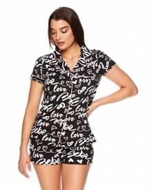 Bebe Pajama Set For Women, Stretch Rayon Knit Short Sleeve PJs For Women Set, Ladies Pajamas Sets - Black 24 - View 4
