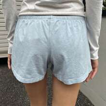 Women's Low Rise Shorts Casual Elastic Waist Solid Color/Stripes/Cartoon Print Loose Lounge Shorts Going Out Shorts - Màu xanh lam - Xem 5
