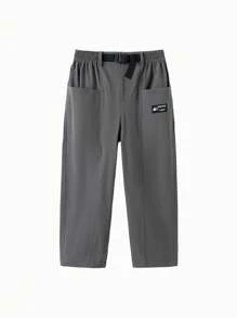 Balabala Boys' Cargo Trousers, Relaxed Fit Spring Pants - Grey - View 1