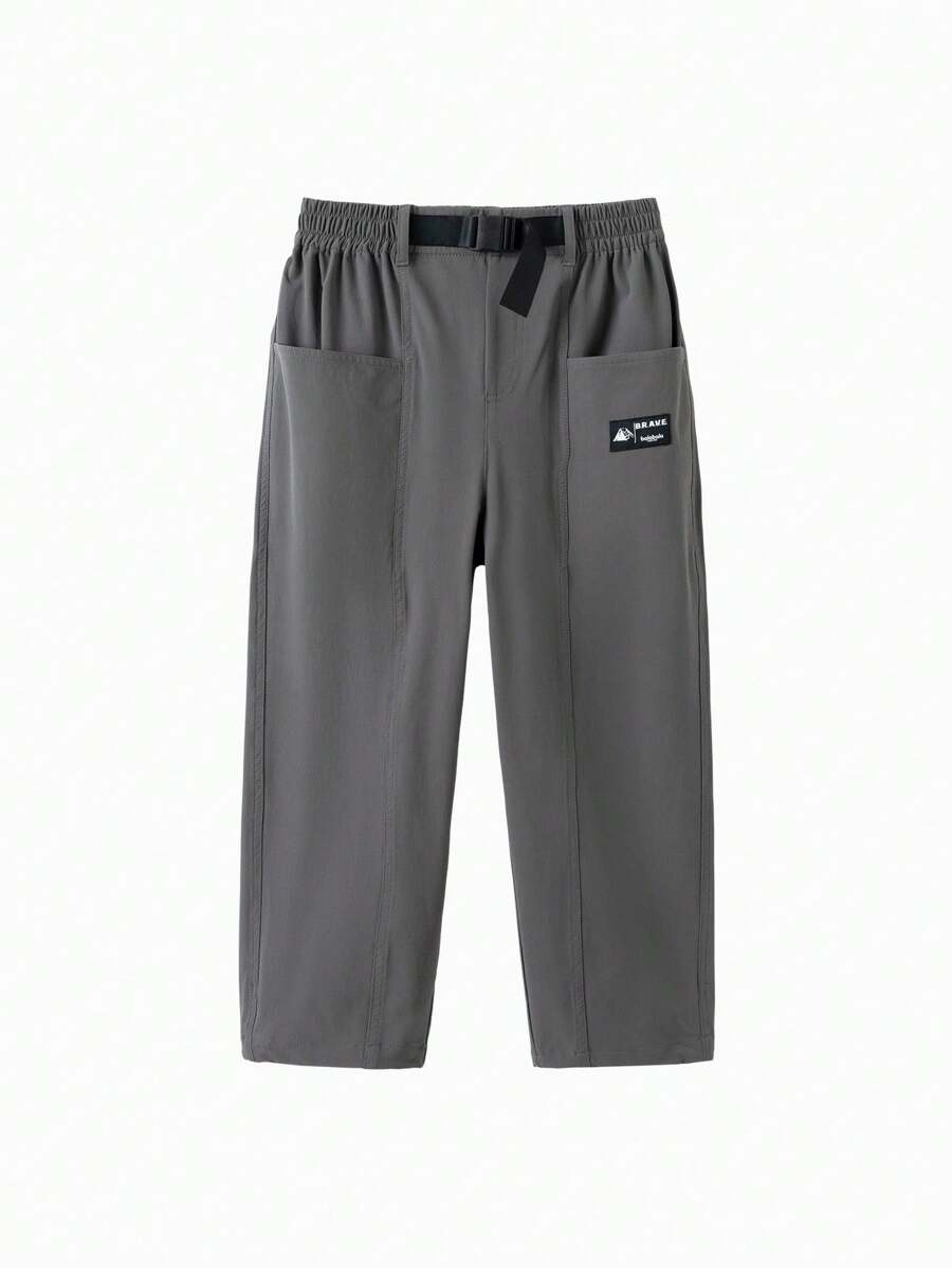 Balabala Boys' Cargo Trousers, Relaxed Fit Spring Pants - Grey - View 1