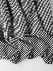 EARO 复古法式女装休闲简约日常百搭黑白格纹设计A字裙 高腰修身松紧腰 优雅甜美优雅 春秋 - 黑與白 - 查看 6