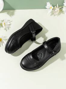 1 par de zapatos planos bordados simples para niñas para uso diario