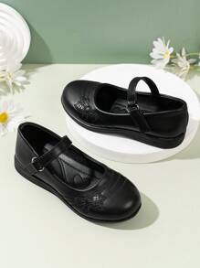 1 par de zapatos planos bordados simples para niñas para uso diario