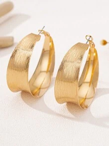 1 par fashionabla överdrivna metalliska texturerade örhängen med stora ringar, lämpliga för vardagsliv och semester