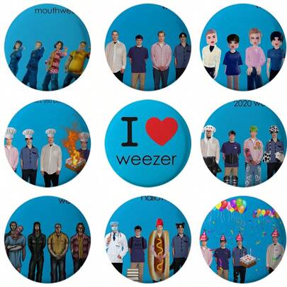 Pasador de solapa de 58 mm con el diseño de la banda de rock Pop Weezer, accesorio vintage, parche decorativo para bolsa, obsequio para coleccionistas de fans