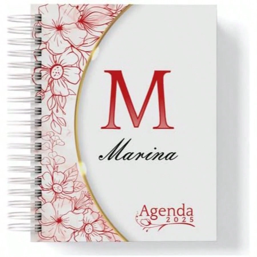 Personalized Agenda 2025 - 1 Day Per Page, A5, Monthly Planning, Objectives And Goals, Checklist, My Data - Red Passion - View 1