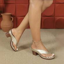 Sandali con zeppa colore unito da donna, infradito casual con suola spessa, sandali con tacco alto alla moda e confortevoli
