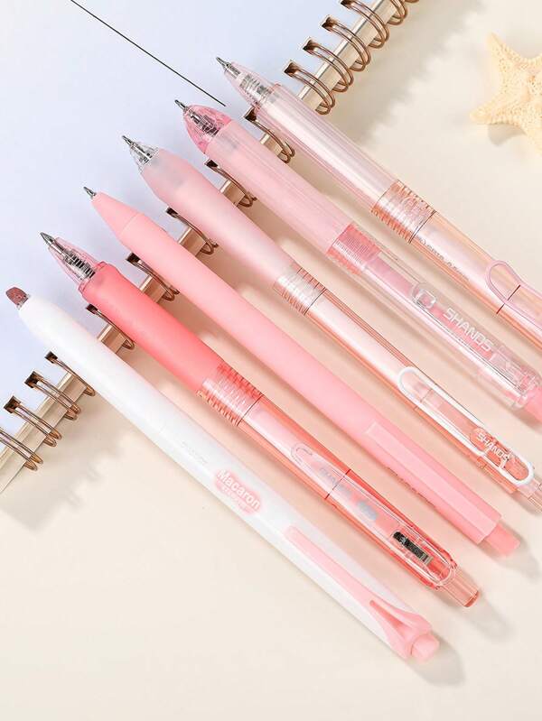1 Set Solid Color Push-Button Pen, High-Quality Ins Style Student Exam Pen, Minimalist Black Ballpoint Pen