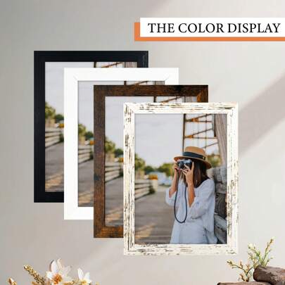 1 个优雅精致相框，尺寸 5 英寸、6 英寸、7 英寸、8 英寸、10 英寸，黑色/白色/古董白色/刺绣棕色相框，适用于桌面、书架、橱柜、墙壁展示，适合装饰客厅、卧室、办公室（附随机相纸）