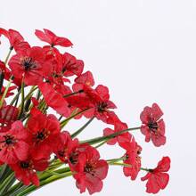 8Pack/5pcs/2pcs Artificial Flowers Silk Flowers Artificial Bouquet Red Faux Flowers UV Resistant Outdoor Plants No Fade For Home Wedding Shrub Garden Porch Window Room Decoration Gifts Birthday Graduation