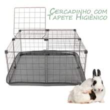 Cercado para Porquinho da Índia Gaiola para Coelho 60x60cm Cercadinho Pet com Teto e Bandeja Higiênica - Preto - Visão 1