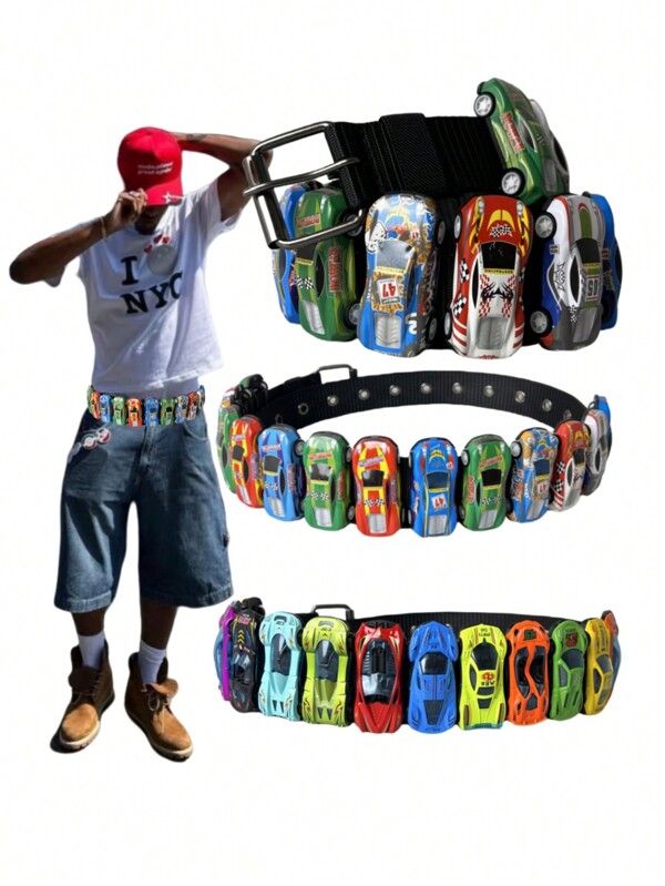 1pc Racing Car Casual Sexy Street Retro Party Alloy Sports Car Belt, Handmade Auto Belt, Toy Car Belt, Vintage Car Belt, Stud Belt, Versatile