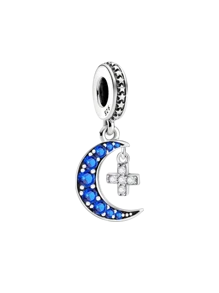 1 PC Silver Plated Blue Flower Butterfly Love Moon Cross Pendant Charm Pendant Ball Suitable For Bracelets DIY Women's Jewelry - Silver - View 17