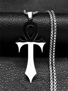 Gothic Egyptian Cross Key Of Life Necklace, Stainless Steel Black/Gold/Silver Religious Pendant Necklace, Gothic Jewelry, Holiday Gift - Multicolor - View 14