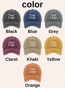 1pc Customized Logo Washed Baseball Cap, Unisex Custom Baseball Hat, Gift For Dad/Mom, Valentine's Day Gift, Wedding Gift, Birthday Gift, Personalized Gift, Vintage Vibe - Style a - View 4