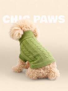 holdhoney 1 Piece, Autumn And Winter, New Style, Pet Clothes, Dog, Fried Dough Twists Series, Teddy, Sweater, Puppy Type, Warm, Cute Sweater, Fashion, Autumn And Winter, Pet Clothes, Solid Color, Fried Dough Twists, Knitting, Comfortable