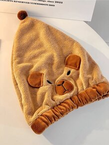 1pc Cute Cartoon Capybara Coral Fleece Hair Drying Hat, Soft & Super Absorbent Sleeping Cap, Cute Capybara Dry Hair Cap Suitable For Long And Short Hair, Women Valentine Gift Birthday Boyfriend Girlfriend Back To SchoolHair Bonnet