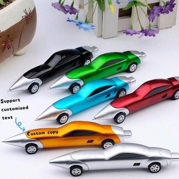 Penna a forma di auto personalizzabile, neutrale, penna a sfera creativa e divertente personalizzata di alta qualità a forma di auto da corsa