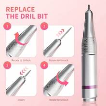 New Professional Portable Electric Nail File Machine 45000RPM Rechargeable Gel Nail Polisher Nail Art Equipment Low Noise Nail Drill Machine - 粉色 - 查看 11