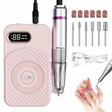 New Professional Portable Electric Nail File Machine 45000RPM Rechargeable Gel Nail Polisher Nail Art Equipment Low Noise Nail Drill Machine - 粉色 - 查看 1
