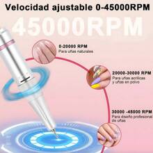 New Professional Portable Electric Nail File Machine 45000RPM Rechargeable Gel Nail Polisher Nail Art Equipment Low Noise Nail Drill Machine - 粉色 - 查看 5