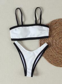 Polovedo官方新款春夏欧美休闲性感黑白撞色沙滩度假派对女士比基尼套装 - 彩色 - 查看 2