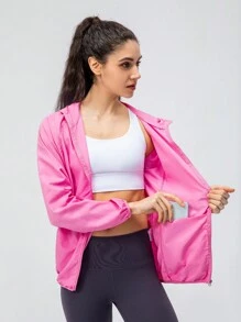 1pc Women Lightweight Quick Dry Water-Resistant Skin Jacket For Outdoor Casual, Hiking, Running, Cycling, Spring/Summer