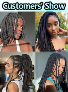 0.6cm Width 10 Strands Human Hair Loc Extensions Full Handmade Dreadlock Extensions For Men Women Kids Can Be Dyed And Bleached With Needle And Comb 100% Unprocessed Natural Black