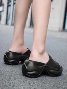 W 1 Pair Women's 9CM Platform Strap Waterproof Slippers, Anti-Slip Lightweight Elevated Block Heel Slippers