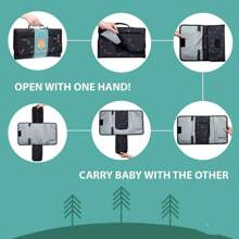 Foldable Diaper Changing Bag, Portable Waterproof Diaper Changing Pad With Built-In Pillow, Baby Shower Gift, Outdoor Travel Mommy Bag - Black - View 5