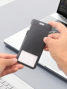 1pc Rose Series Customized ID Card Holder With Retractable Slide Cover, Custom Badge Card Case, Gift For Her Or Coworkers, ,Colorful,Cute,Adorable,Funny,Kawaii,Y2K,Stylish,Unisex,Casual,Custom,Personalized,Unique,Customized,Ideal Gifts For Him,Ideal Gifts For Her,Her,Boyfriend,Girlfriend,Family,Friends,Children,For Anniversaries,For Valentine's Day,For Mother's Day,For Birthdays,For Children's Day,For Father's Day,For Graduation,For Weddings,For Housewarming - Black - View 2