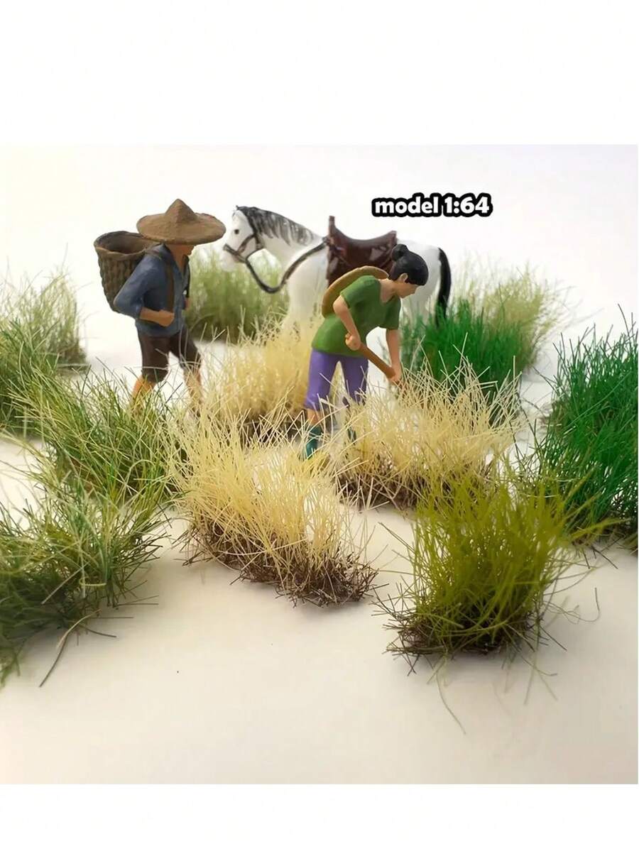 16毫米高静电植绒草模型，逼真灌木丛簇，带花簇，适用于HO/N比例火车铁路景观人造工艺品草地树叶立体模型 - as photo - 查看 1