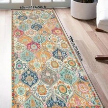 1pc Best-Seller [5mm Thickness] Boho Style Printed Kitchen Mat, Living Room Rug, Bedroom Carpet - 100% Polyester Fiber, Stain Resistant, Anti-Slip Bottom, Machine Washable - Suitable For Indoor And Outdoor Area, Kitchen, Home Decor, Room Decor, Bedroom, Laundry Room - All Season Use.