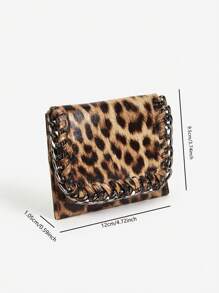 Modischer Y2K-Stil kurzer Münz- und Kartenbeutel mit Punk-Rock-Kettengurt, Leoparden- und Gepardenmuster, Kartenetui, Geschäftskartenhalter, Kreditkartenhalter, Kartenetui für Frauen, Mini-Geldbörse, Geldbeutel, Kartenbörse