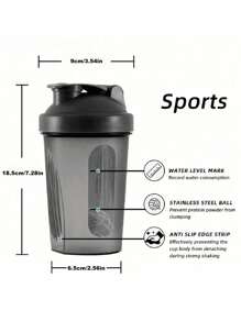 1 pieza Botella agitadora de 400ML con asa clásica, a prueba de fugas, con escala, un pequeño batidor de varilla de acero inoxidable, certificada PP5, apta para lavavajillas, taza de mezcla de proteínas en polvo para deporte y fitness, taza de agua, taza de café, taza de batido grande, con bola de agitación de metal, para mezclar bebidas de proteínas en polvo, botella de agua deportiva, adecuada para gimnasio, escuela, parque infantil, trabajo y otros usos