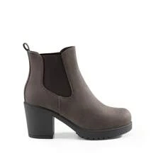 Botines de tacón alto y grueso tipo Chelsea para mujer, con elástico, para otoño