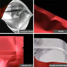 100 个哑光红色可重复密封铝箔袋,迷你自封袋铝箔拉链聚酯薄膜袋,礼品包装袋非常适合新年派对礼品装饰糖果 DIY 巧克力咖啡坚果食品长期储存小型企业用品 - 紅色 - 查看 5