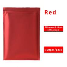 100 个哑光红色可重复密封铝箔袋,迷你自封袋铝箔拉链聚酯薄膜袋,礼品包装袋非常适合新年派对礼品装饰糖果 DIY 巧克力咖啡坚果食品长期储存小型企业用品 - 紅色 - 查看 4
