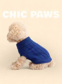 holdhoney 1 Piece, Autumn And Winter, New Style, Pet Clothes, Dog, Fried Dough Twists Series, Teddy, Sweater, Puppy Type, Warm, Cute Sweater, Fashion, Autumn And Winter, Pet Clothes, Solid Color, Fried Dough Twists, Knitting, Comfortable