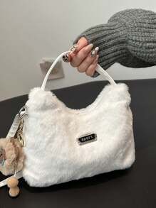 Plush Handbag & Wristlet, Women's New Fashion Versatile Shoulder Bag, Crossbody Bag For Party, Commute, Travel, Daily Use - Multicolor - View 3