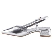 BELOVELY[CASSIE-3]Women Slingaback Flats Double Strap Block Low Heel Sandals Two Toned Classic Dress Shoes With Buckle - 銀色 - 查看 2