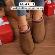Women's Padded Cotton Snow Boots With Thick Bottom For Warmth And Style Women Platform Shoes Winter House Slippers - 駝色 - 查看 9