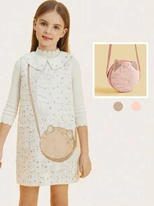 1 件女孩可爱毛绒卡通猫单肩斜挎包，简约设计，百搭 - 彩色 - 查看 1