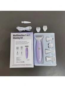 5 合 1 女士电动剃须刀，多功能 USB 充电式箔修剪器，带锂电池的便携式脱毛套装，不锈钢刀片，适用于面部、眉毛、手臂、腿部，是理想的圣诞礼物 - 紫色 - 查看 11