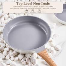 RIOVARM-EU RIOVARM Induktion Antihaft Pfannenset mit Deckeln Keramik beschichtung Bratpfannen-Set 20cm 24cm 28cm Omelett-Pfannen mit Holzmaserung Bakelit Griffe Gesundes Kochgeschirr-Set ohne PFOS, PFOA, PTFE