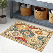 Washed Fabric Foldable Faux Wool Area Rug, Retro Nordic Style Large Living Room Carpet